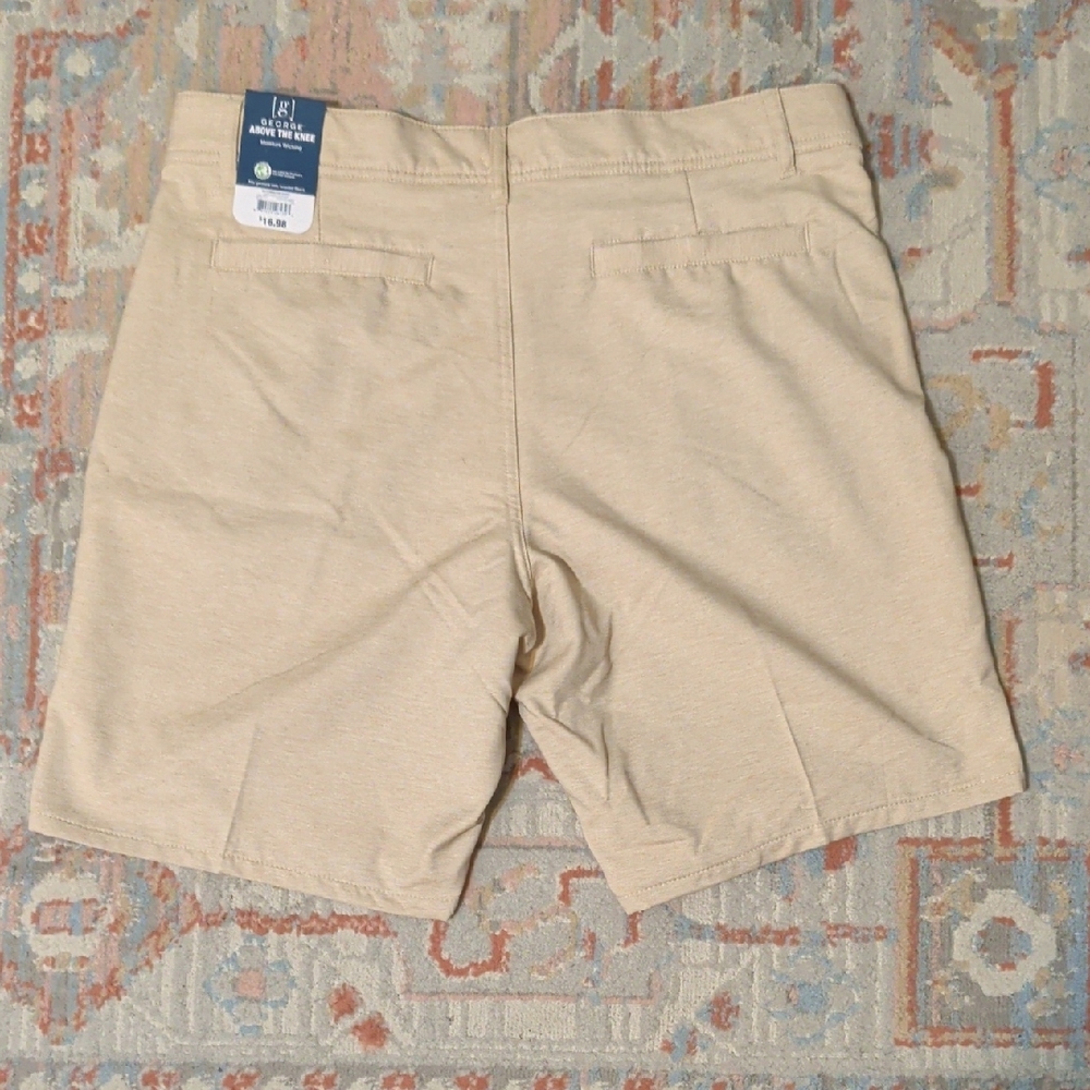 George Men's Beige Flat Front Shorts - Picture 2 of 4